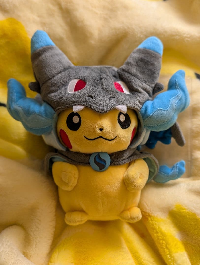 週末限定値下げ　メガリザードンXのポンチョを着たピカチュウ　ぬいぐるみ