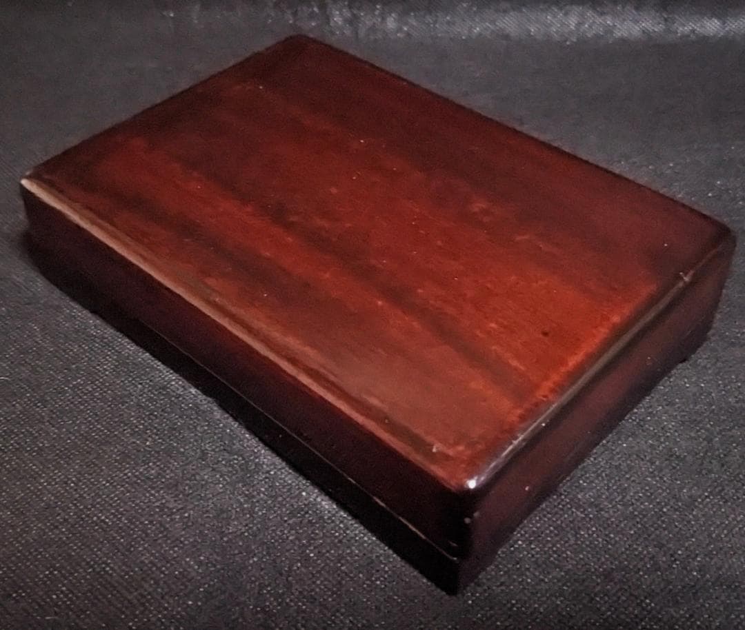 歙州硯 水波羅紋や金暈金星の美石】◇龍尾山◇唐木共箱◇歙硯◇長方六