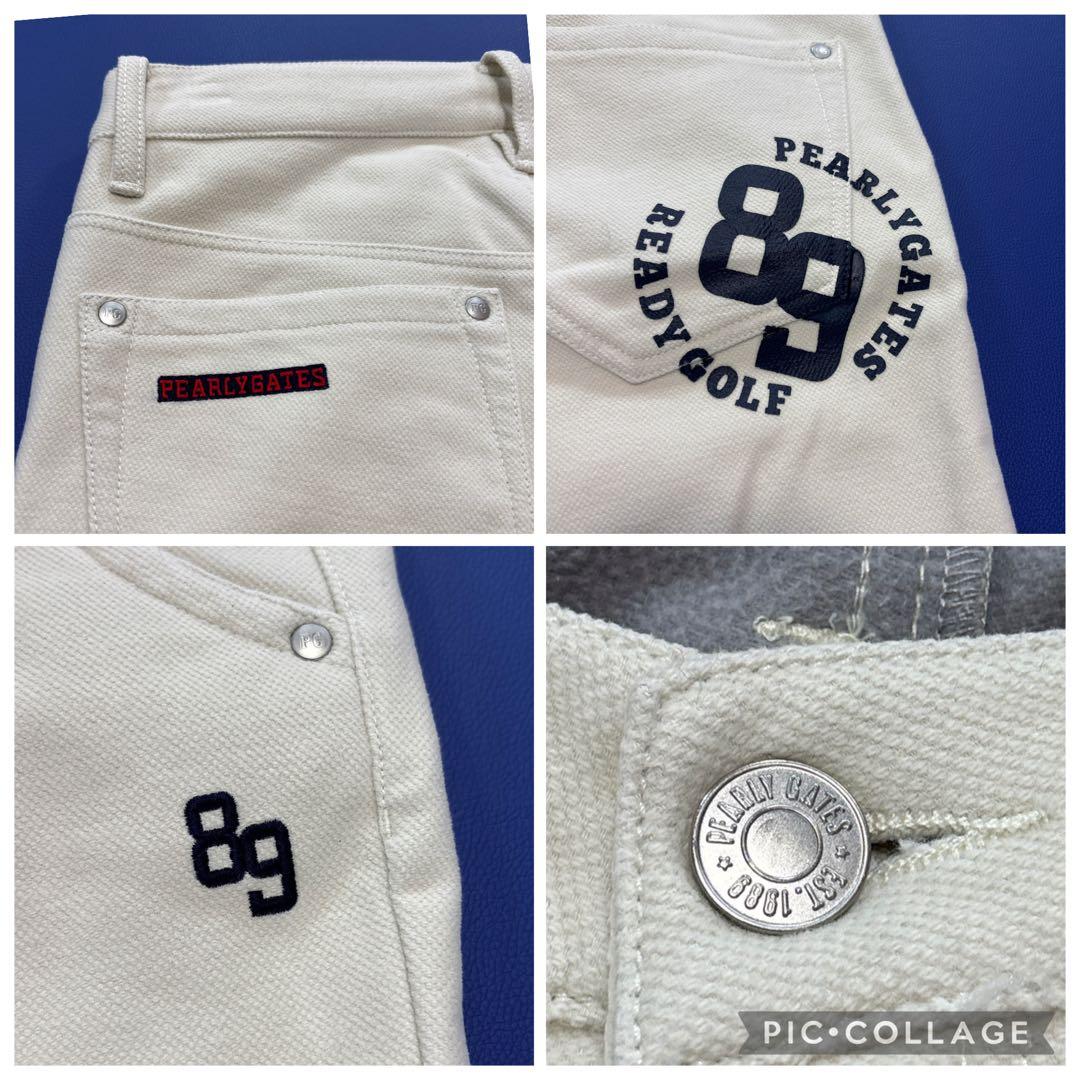 パーリーゲイツ ロングパンツ 1/M 裏起毛 アイボリー系 ベージュ系