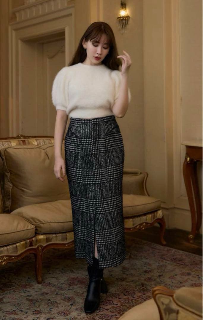 ハーリップトゥ Hemingway Check Tweed Long Skirt - メルカリ