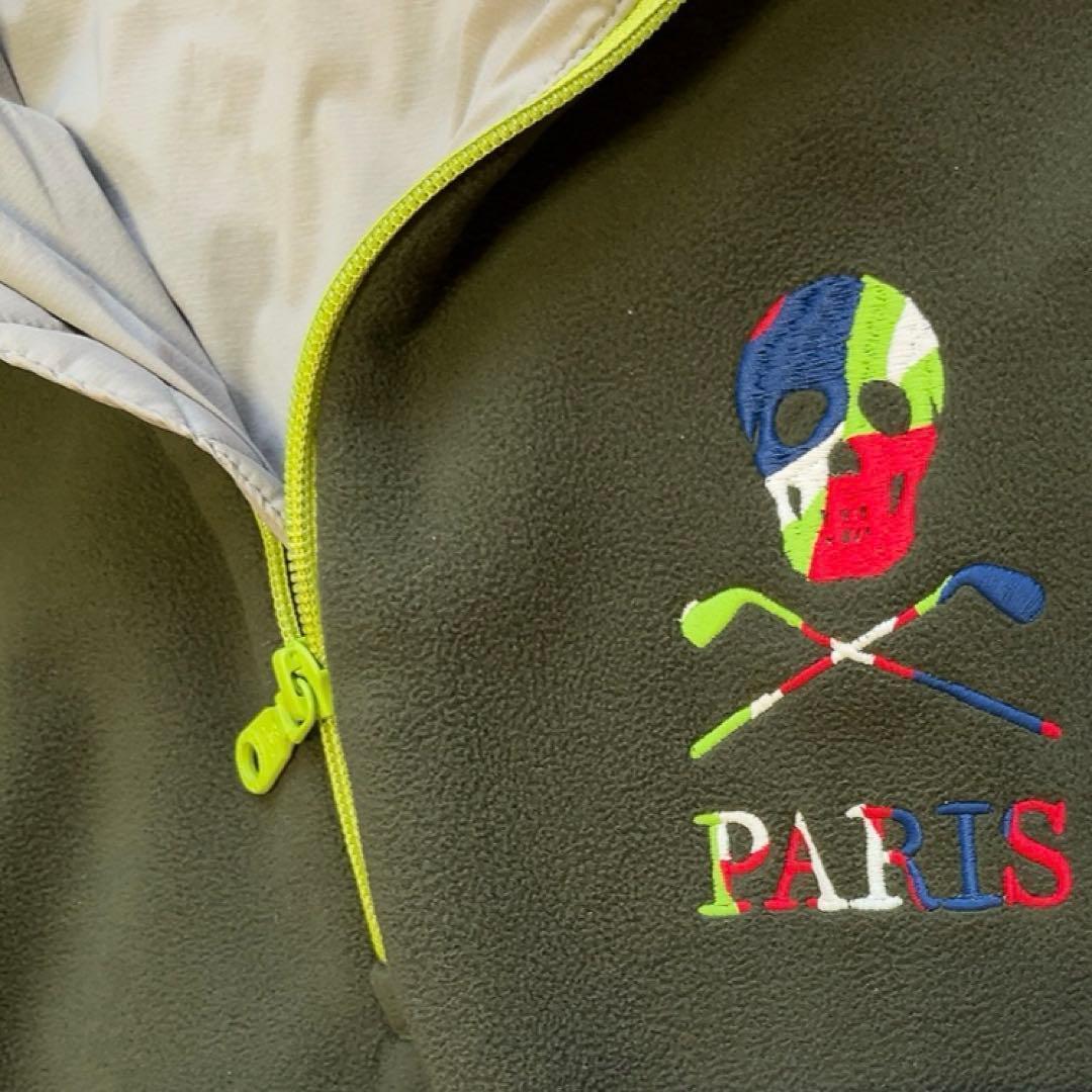 極美品 近年 マークアンドロナ ハーフジップ フリース 裏地付 スカル