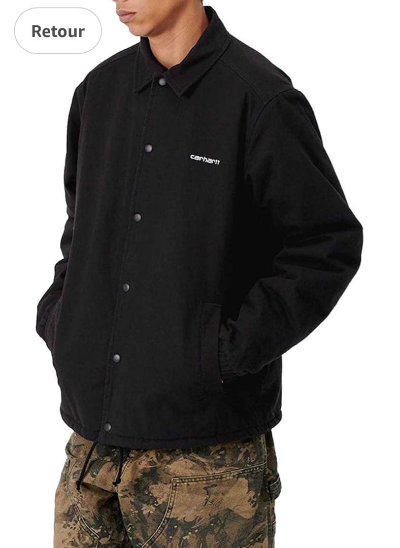 カーハート WIP 裏ボア コーチジャケット 黒 Mサイズ 刺繍ロゴ 値引