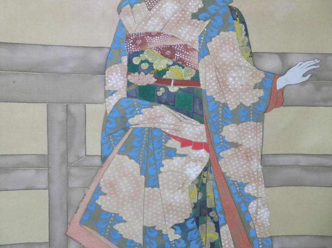 ◆　光春　「舞妓」　絹本　日本画　掛軸　◆