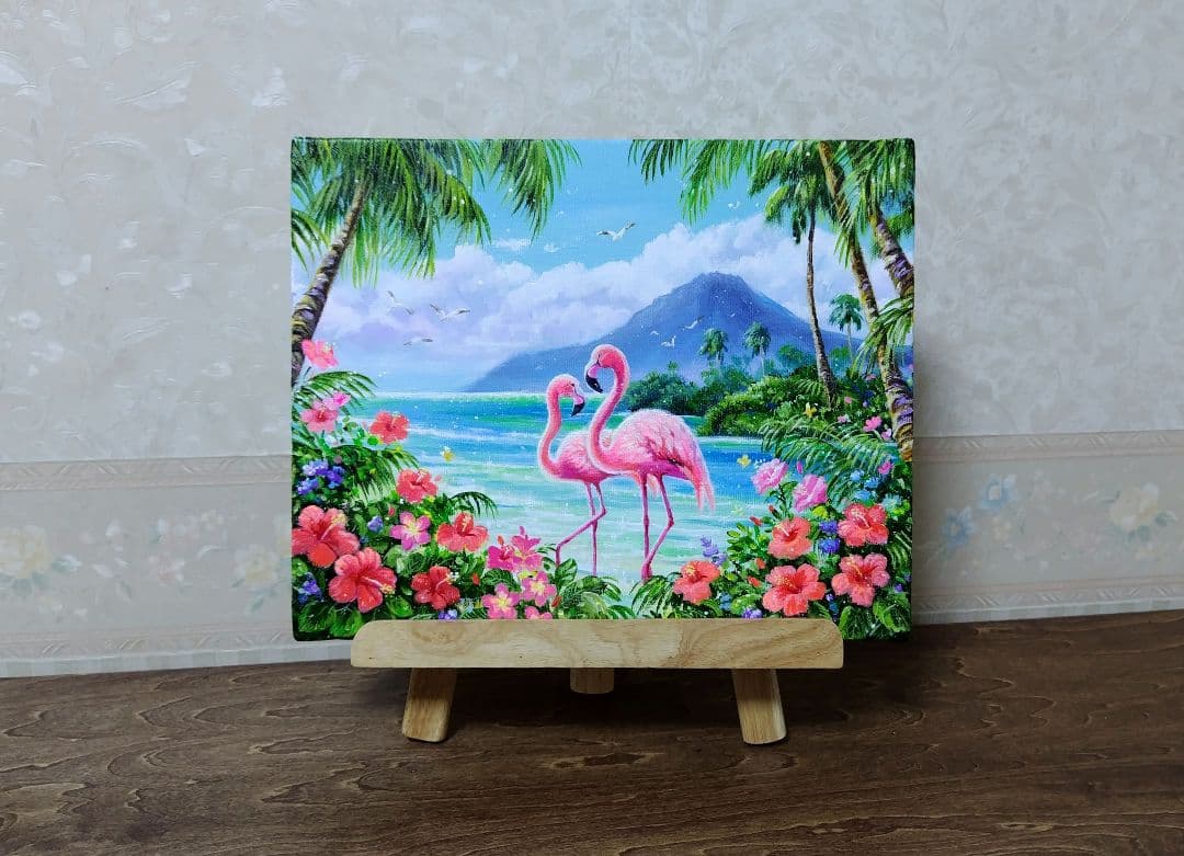 K*Z様 【フラミンゴ】アクリル画 F3 風景画 絵画
