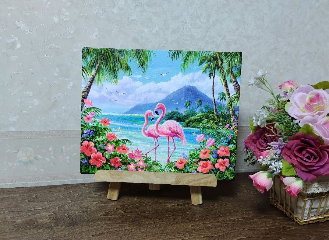 K*Z様 【フラミンゴ】アクリル画 F3 風景画 絵画