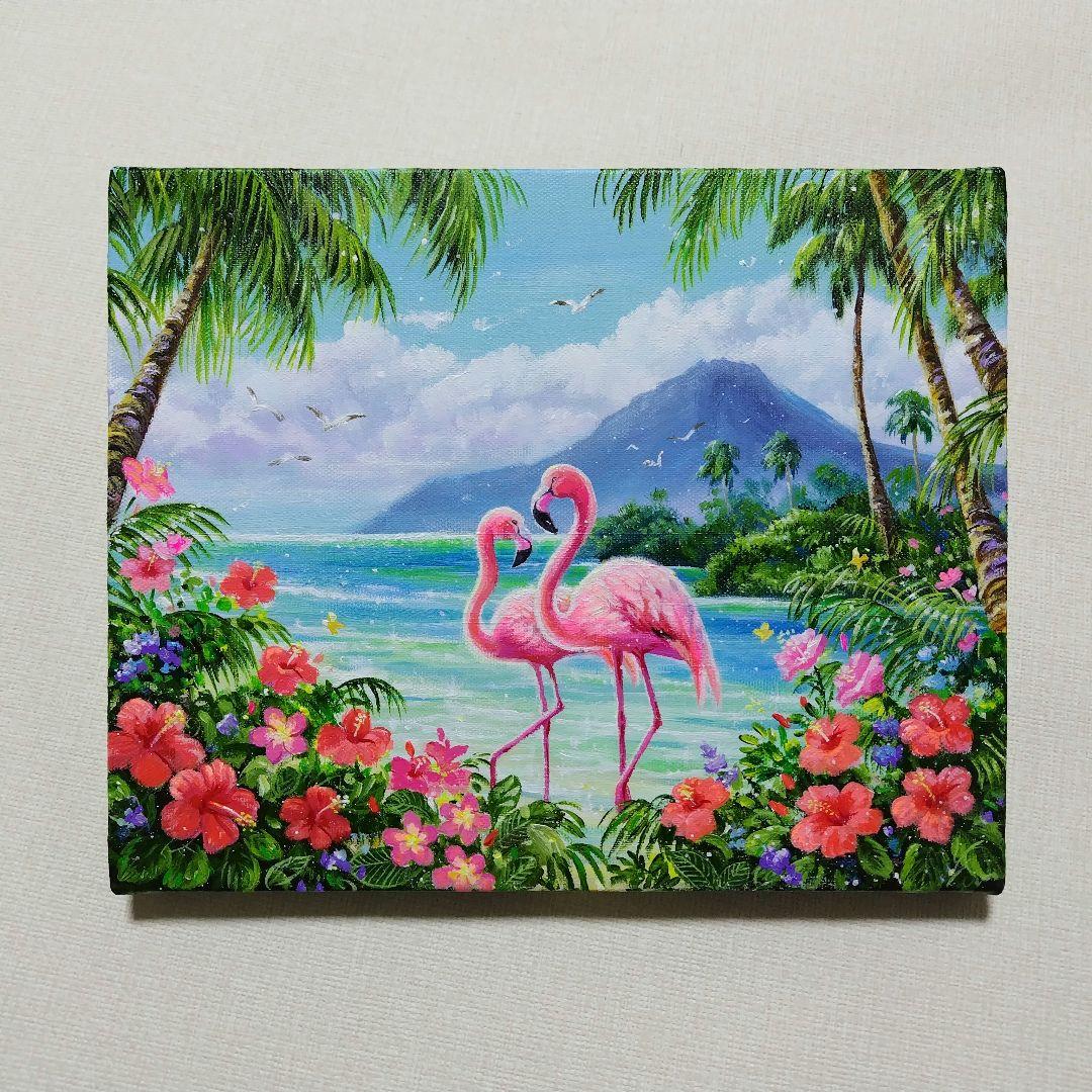 K*Z様 【フラミンゴ】アクリル画 F3 風景画 絵画