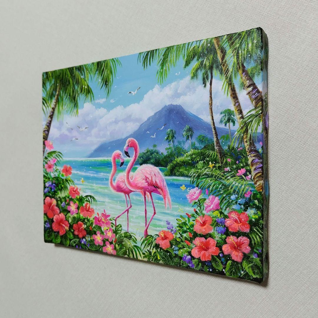 K*Z様 【フラミンゴ】アクリル画 F3 風景画 絵画