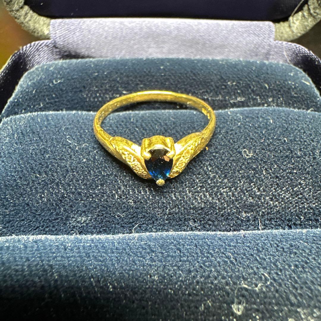 18金リング　ダイヤ(0.05ct) サファイア(0.47ct)2.2g 22号