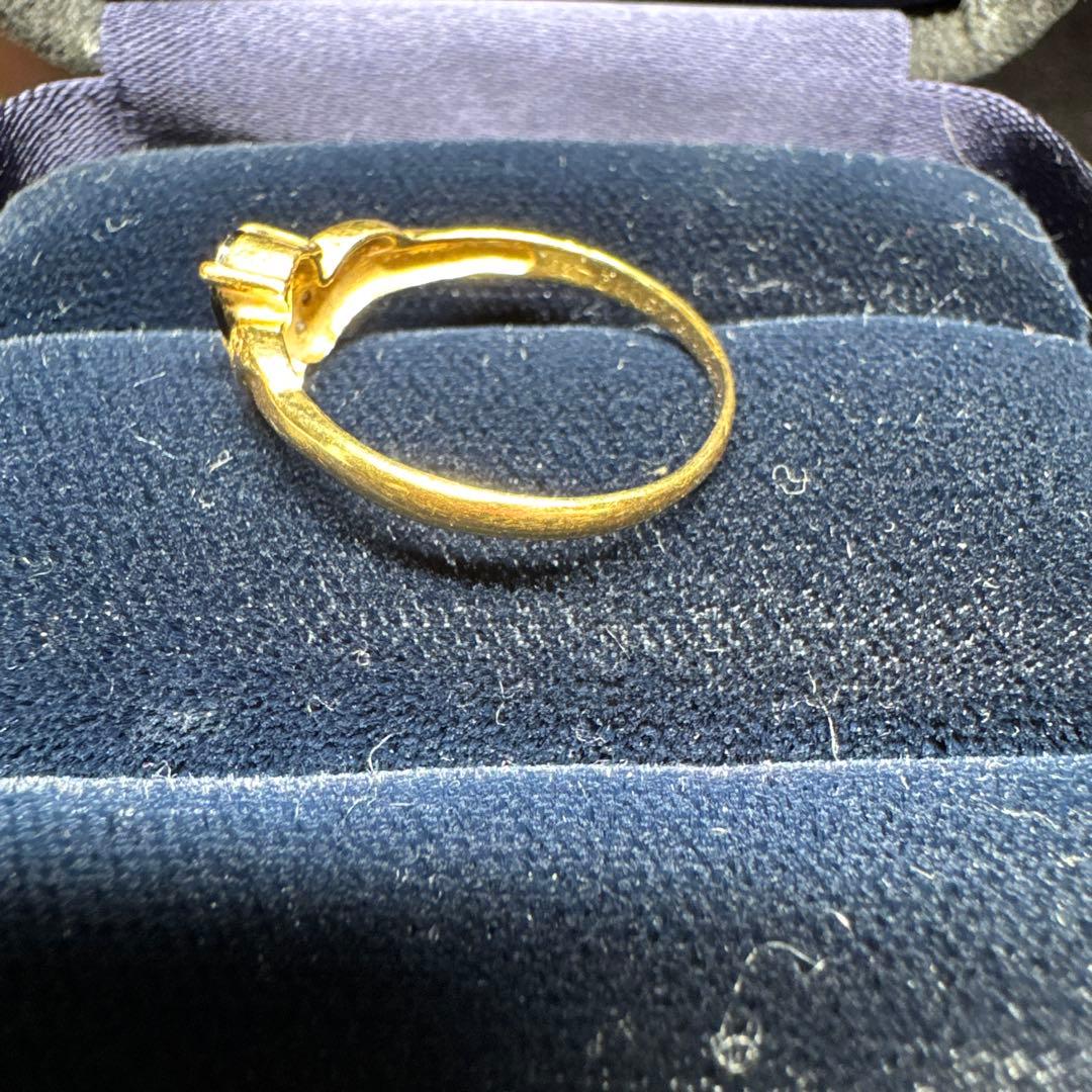 18金リング　ダイヤ(0.05ct) サファイア(0.47ct)2.2g 22号