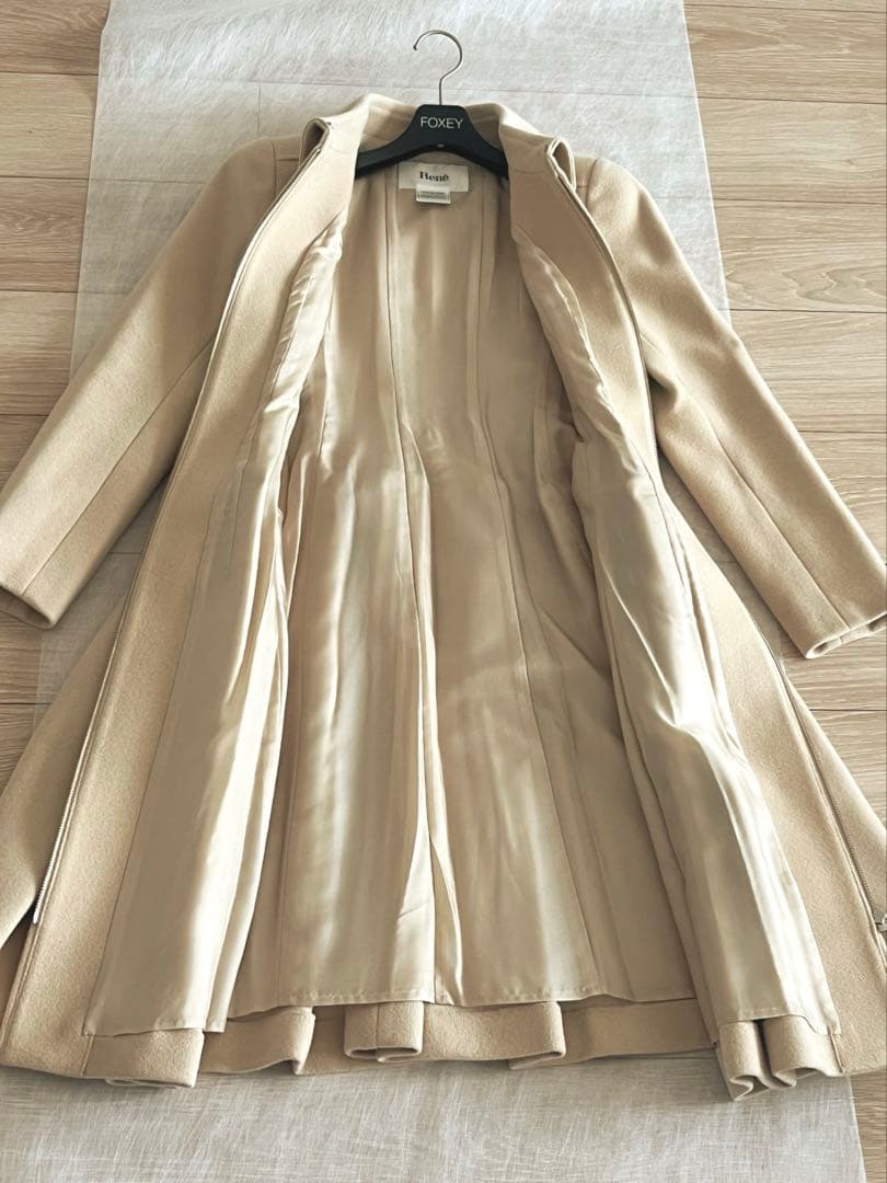 Rene ルネ ベージュ フレアコート サイズ34 アンゴラ - メルカリ