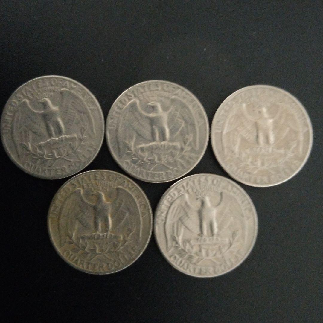 アメリカ硬貨 ワシントン・クオーター 25セント5枚セット (1965年揃え