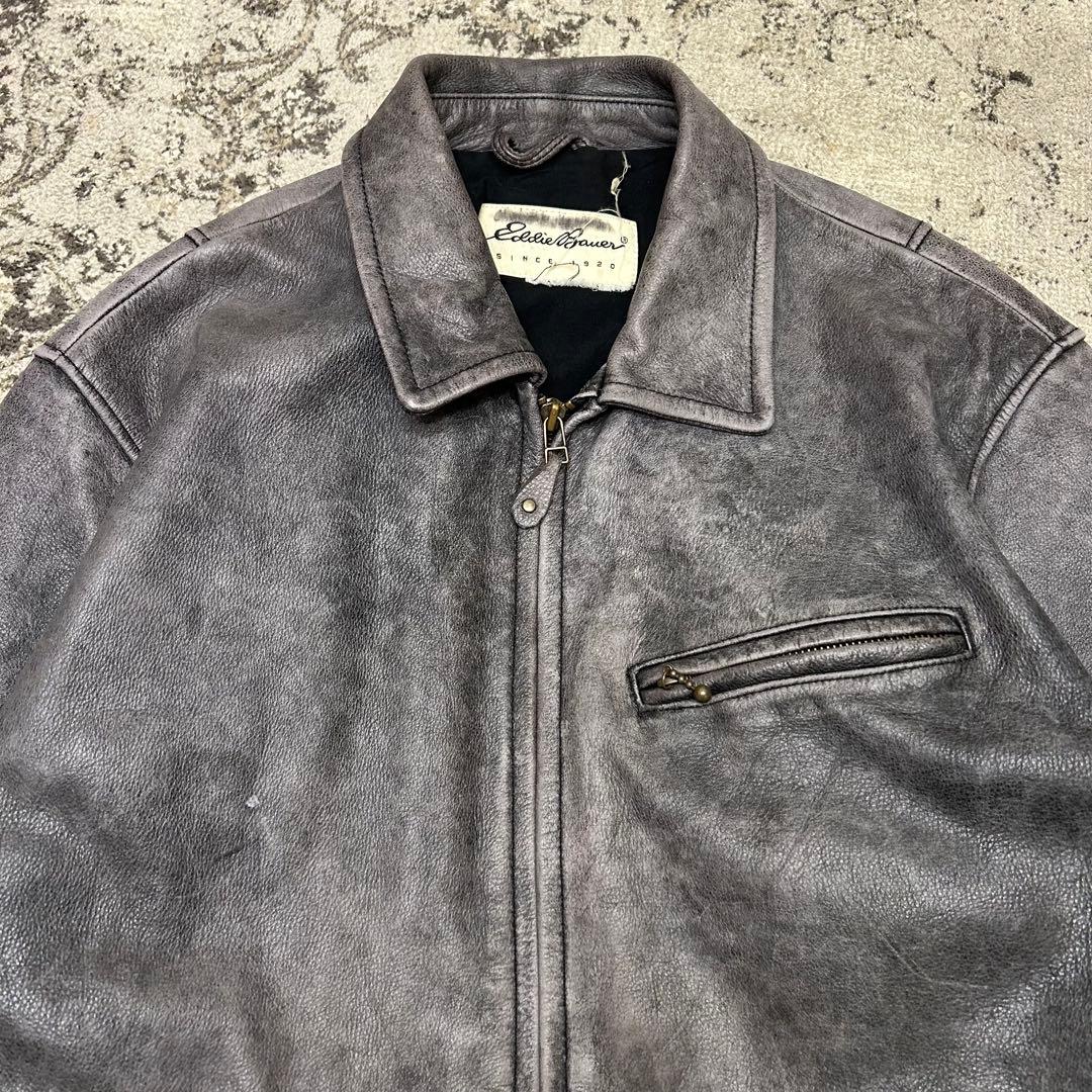 Eddie Bauer エディバウワー 白タグ レザージャケット 牛革 カウ