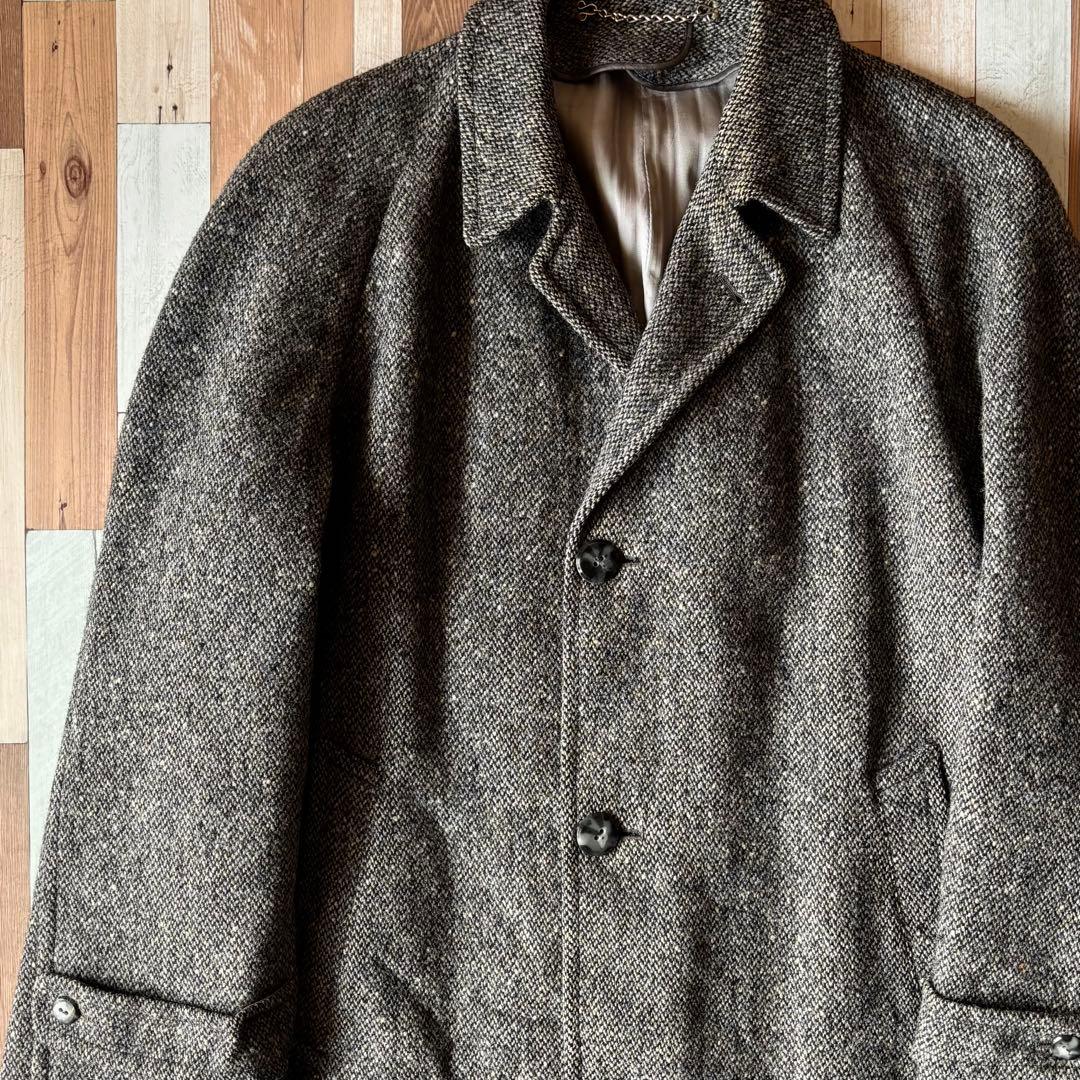 70s Harris Tweed ヴィンテージ バルマカーンコート 英国 古着 極上】Burberrys バーバリー ハリスツイードコート バルマカーンコート