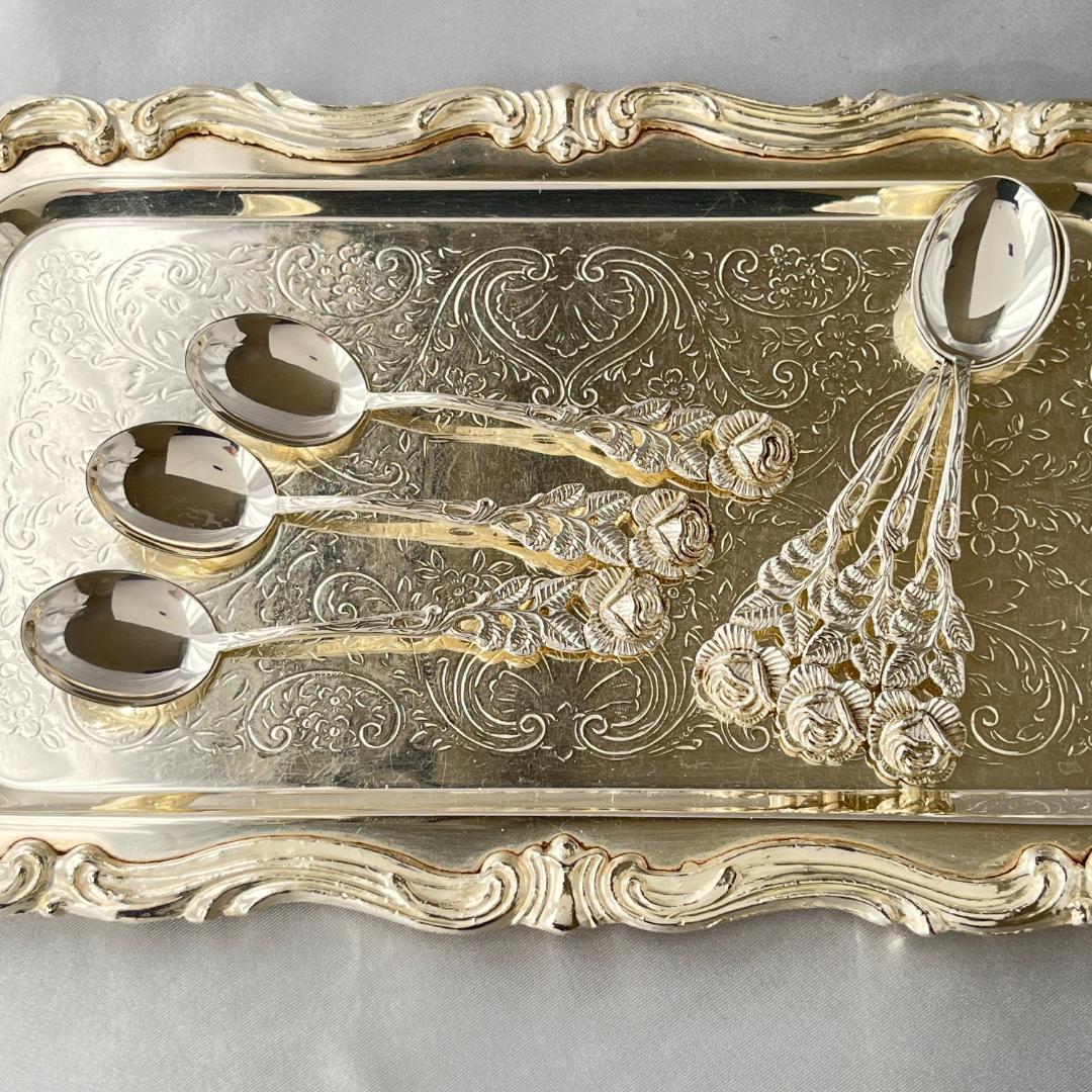 【ANTICO】 ヒルデスハイムローズ ティースプーン 6本【純銀】10.5cm