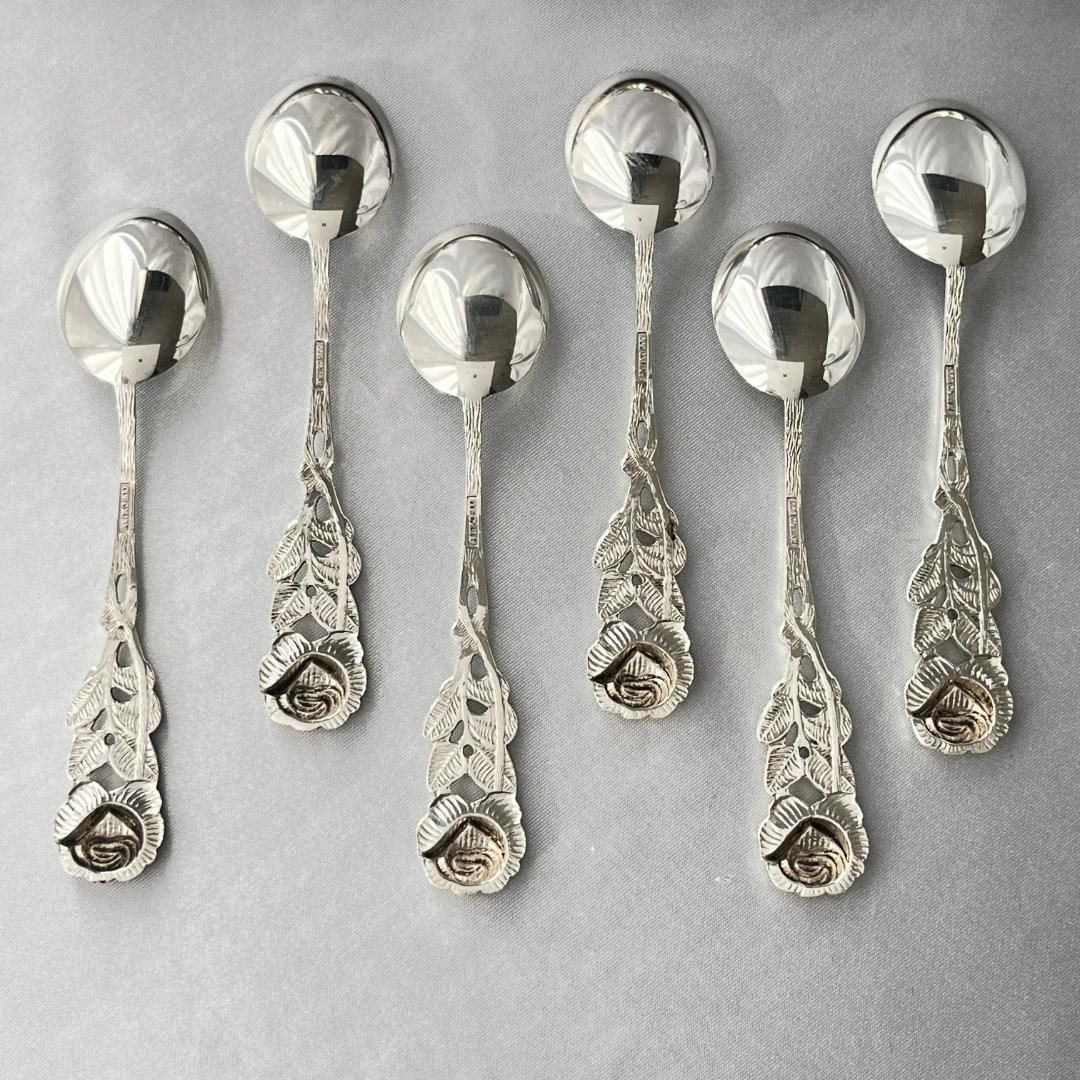 【ANTICO】 ヒルデスハイムローズ ティースプーン 6本【純銀】10.5cm