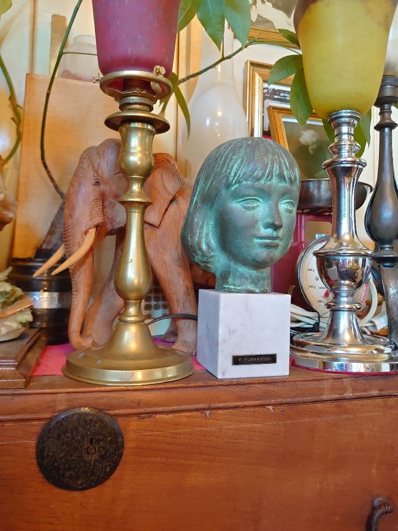 Y.FUNAKOSHI 少女「アンナ」ブロンズ頭像 大理石 - メルカリ