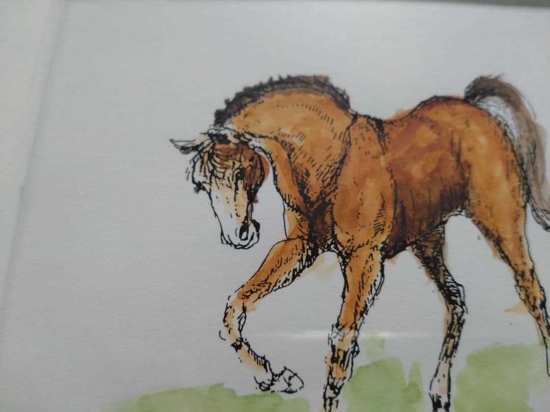 新宅光男　馬の水彩画