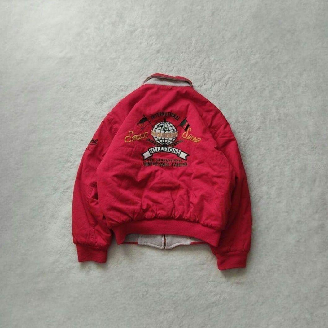 希少レア】90s リバーシブル スポーツ ジャケット レッド グレー 刺繍