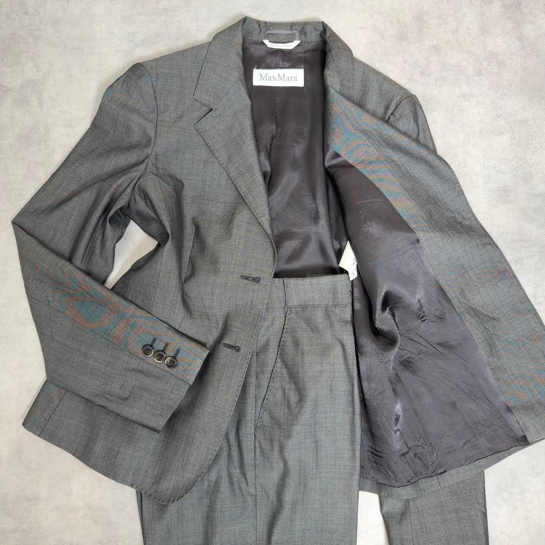 極美品✨MaxMara 白タグ シルク ウール セットアップ スーツ 42/34