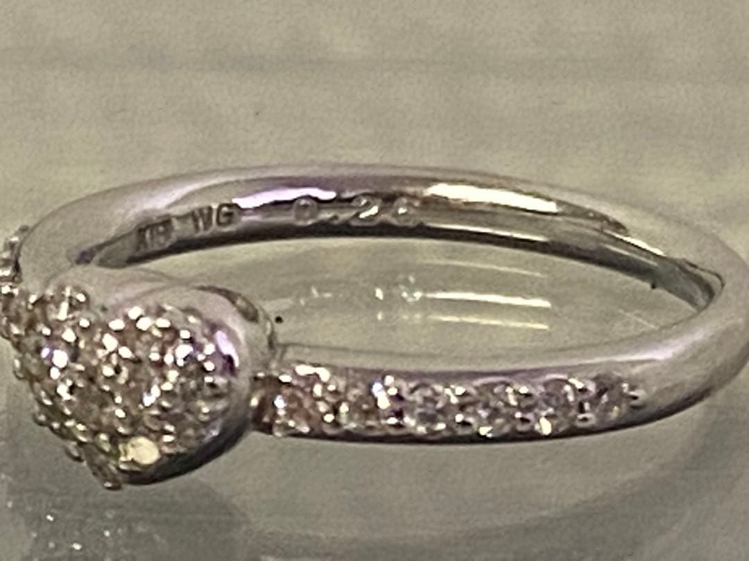 ポンテヴェキオ ダイヤ0.25ct ハート リング K18WG 1.5cm 7号