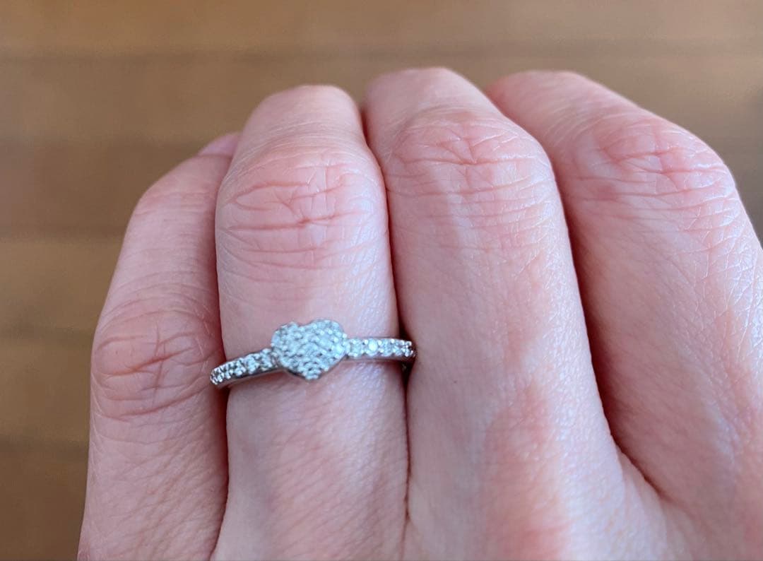 ポンテヴェキオ ダイヤ0.25ct ハート リング K18WG 1.5cm 7号