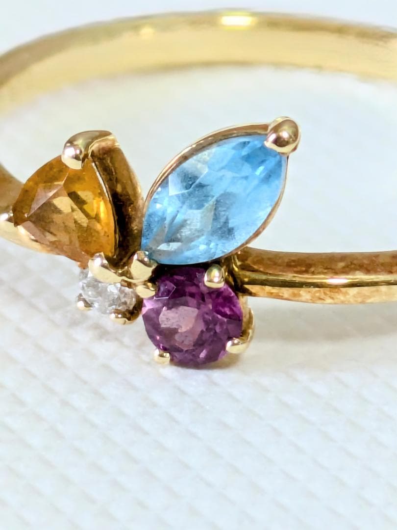 マルチカラーリング　K18　12号　ダイア　天然石　YG 楽天市場】K18 マルチカラー ダイヤモンド エタニティリング 0.25ct 18