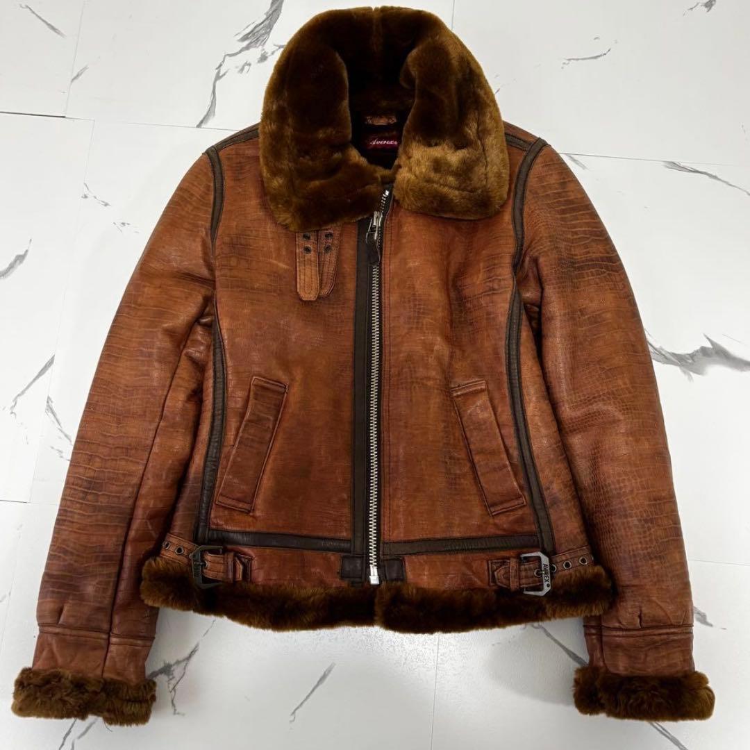 AVIREX✨激レア B-1フライトジャケット クロコ型押し リアルムートン M