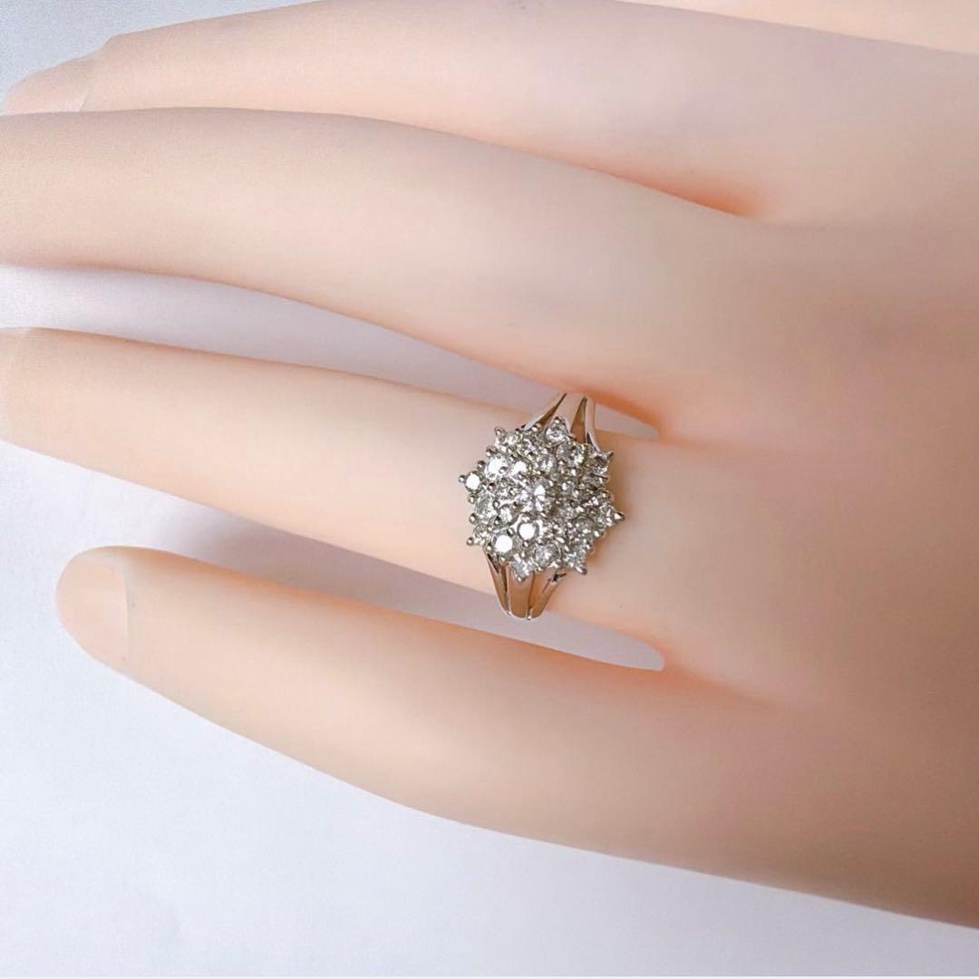 【5235】 天然ダイヤモンド 0.5ct プラチナ フラワー 9.5〜10号