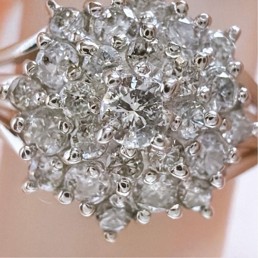 【5235】 天然ダイヤモンド 0.5ct プラチナ フラワー 9.5〜10号