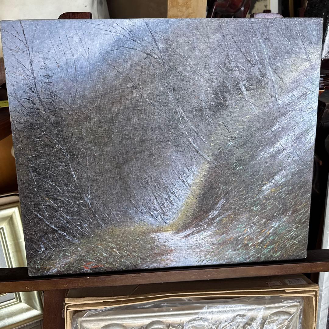 油彩　F-8号　板垣文雄　笛吹川に沿って　新品未使用