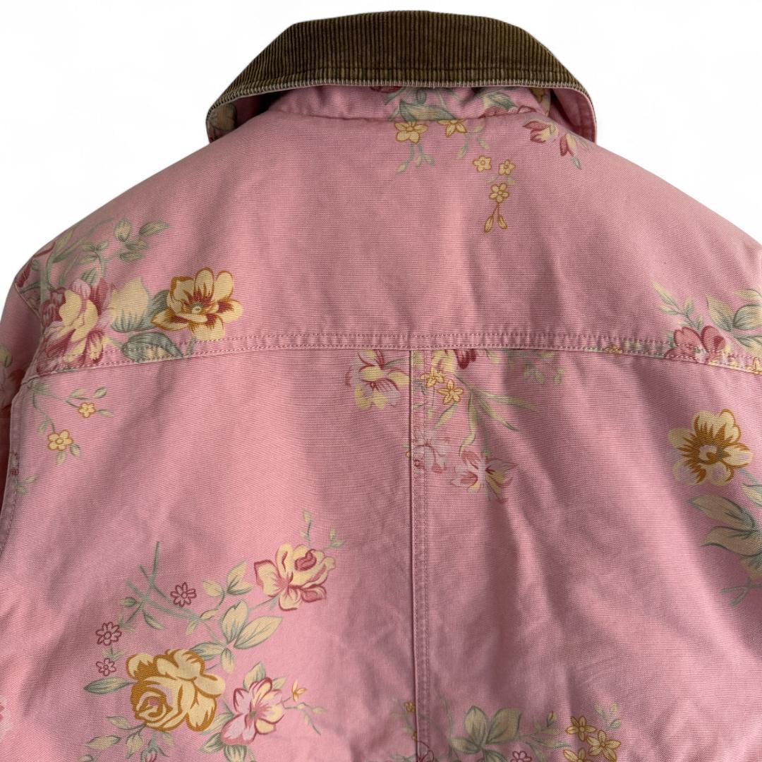 80s ヴィンテージ L.L.Bean 花柄 ワークジャケット ピンク S Y7