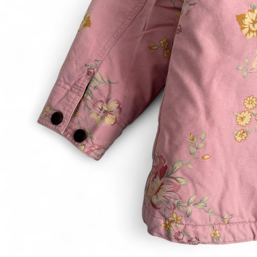 80s ヴィンテージ L.L.Bean 花柄 ワークジャケット ピンク S Y7
