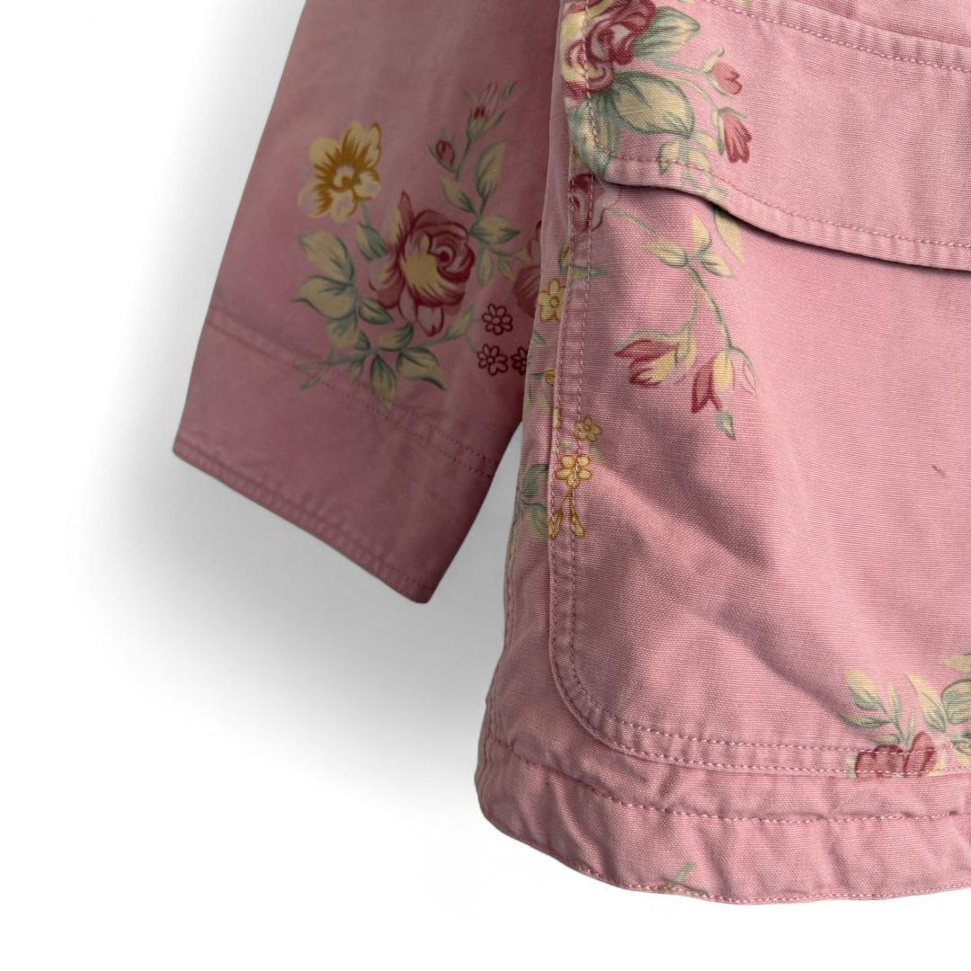 80s ヴィンテージ L.L.Bean 花柄 ワークジャケット ピンク S Y7