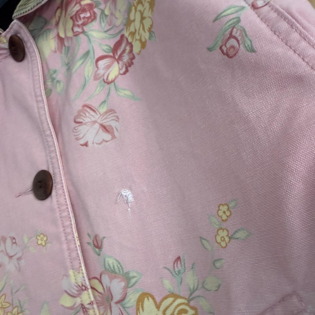 80s ヴィンテージ L.L.Bean 花柄 ワークジャケット ピンク S Y7