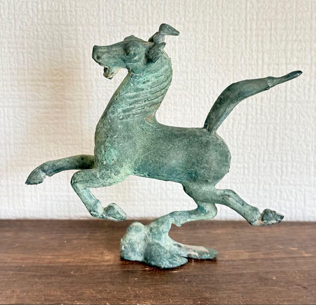 干支 銅奔馬 馬踏飛燕 青銅 馬 彫刻 置物 レプリカ 中国 オブジェ 午