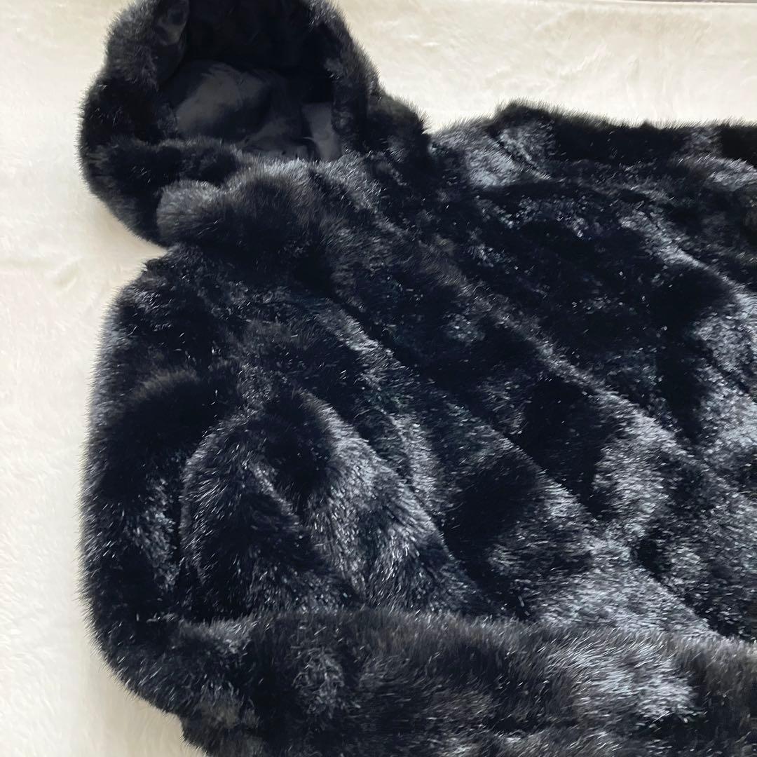 MARY QUANT フェイクファーコート 黒 M 美品 冬物 MARY QUANT