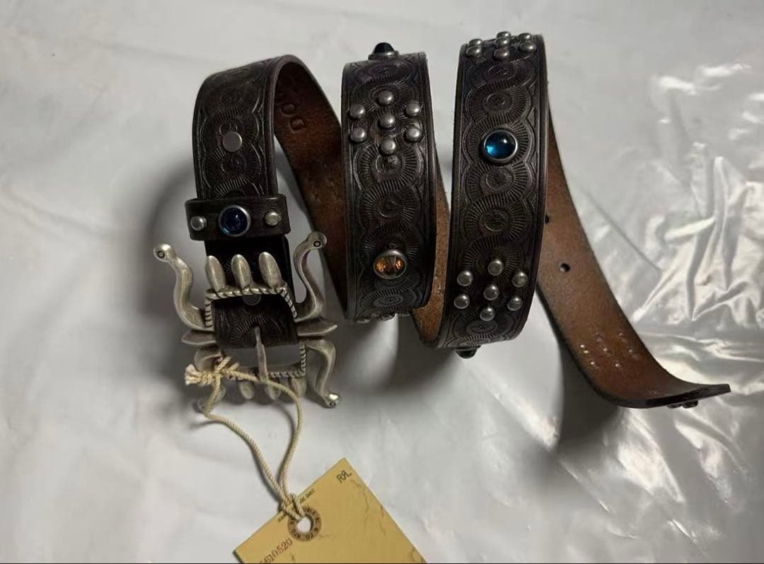 RRL ダブルアールエル スタッズ レザーベルト W34 - メルカリ