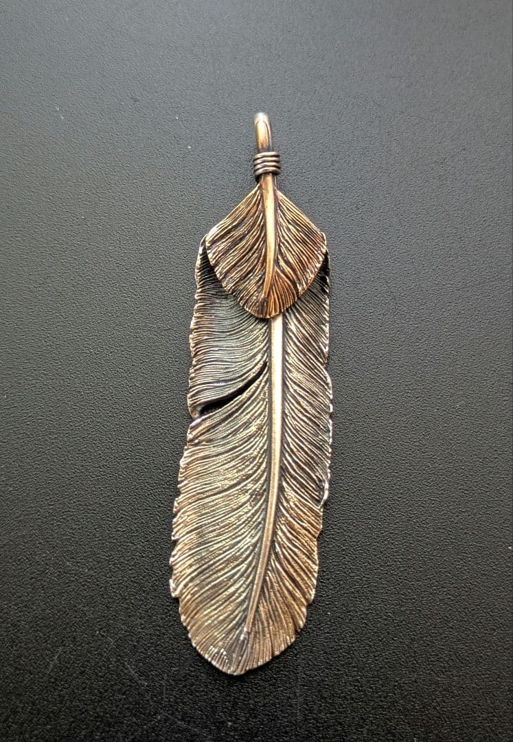 SAAD サードシルバー925 ブロンズハート 6.5mm フェザー ペンダント