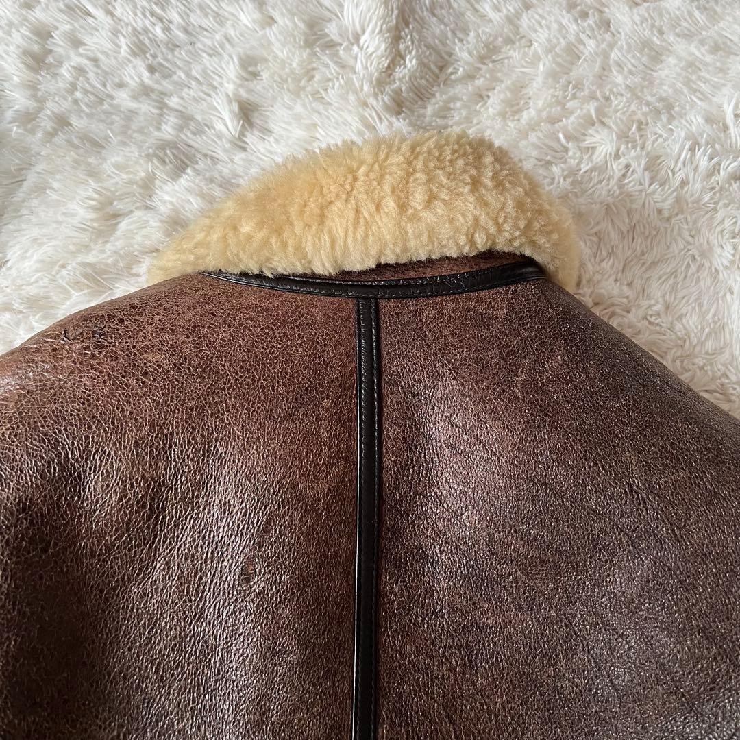 Bー3ラムレザー 本革フライトボアムートンジャケットブラウン90'00
