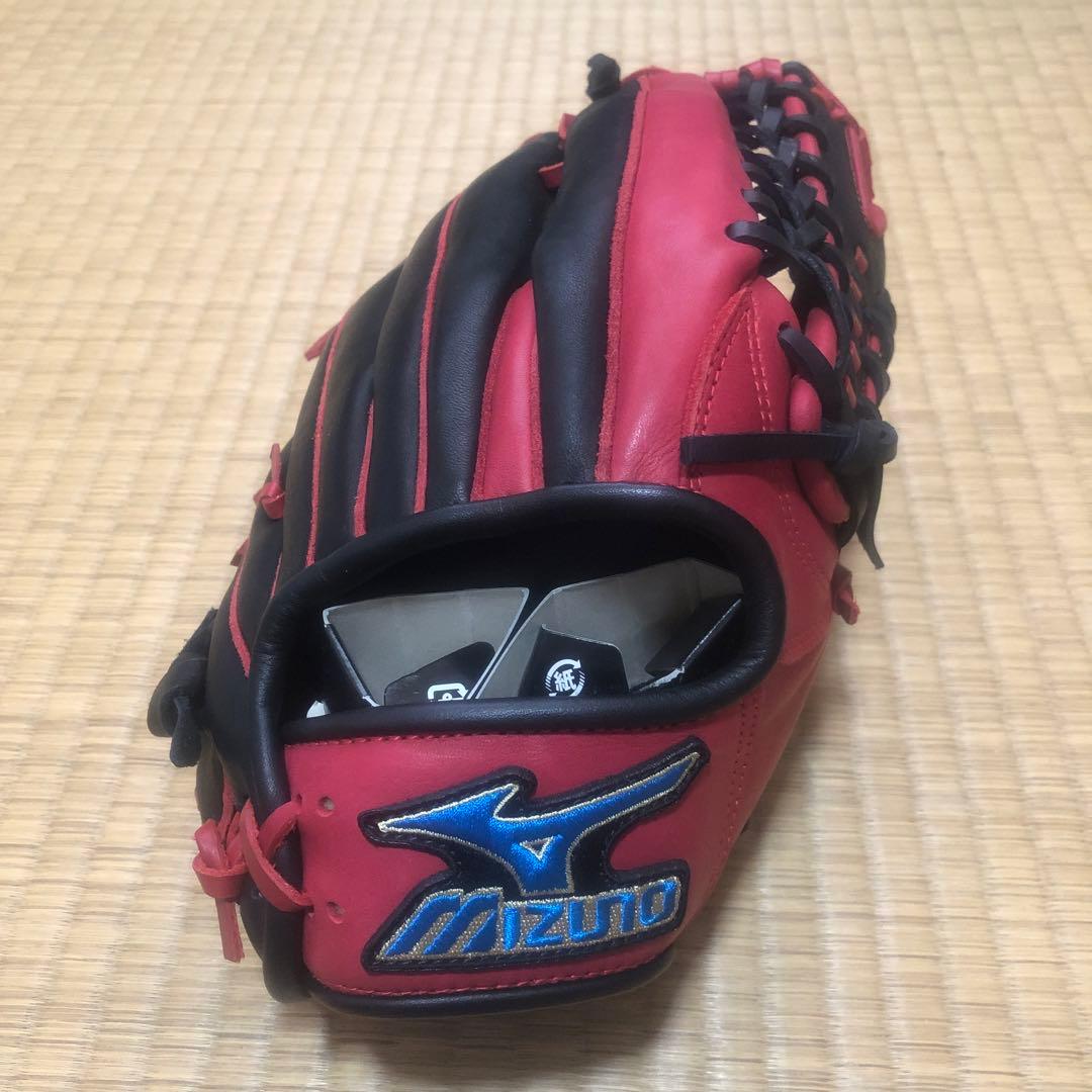Mizuno Professional 5本指グローブ 赤黒 野球 ミズノ ジュニア軟式グローブ グローバルエリート オーダーグラブ