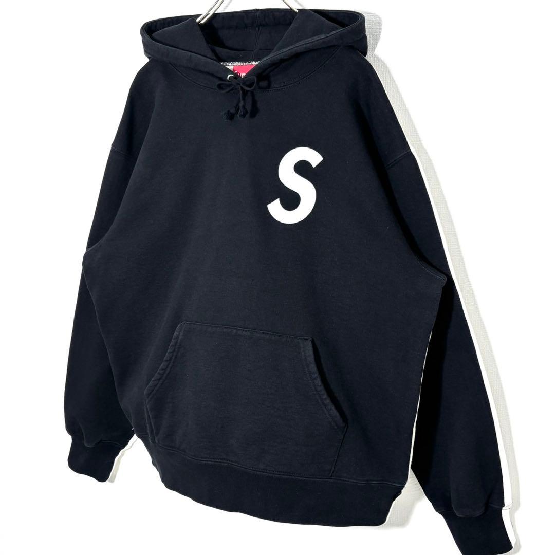 たけぇ Supreme バイカラーSロゴパーカー \"ブラック\" Mサイズ