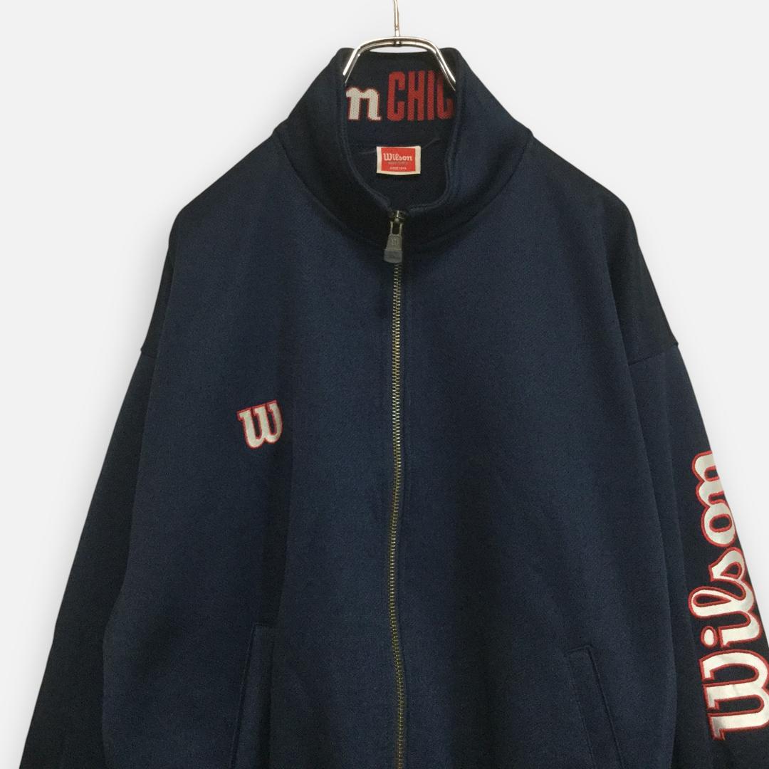 ウィルソン 90s レトロジャージ】 美品 刺繍ロゴ 2XL ネイビー 古着