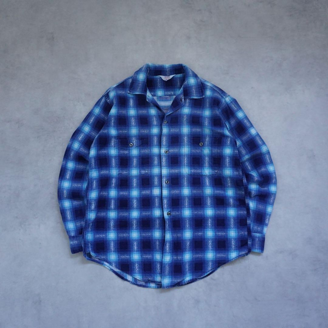 【60s】searsシアーズ プリントネルシャツ ブルー M vintage デッドストックsears シアーズ 中綿プリントネルシャツ - メルカリ