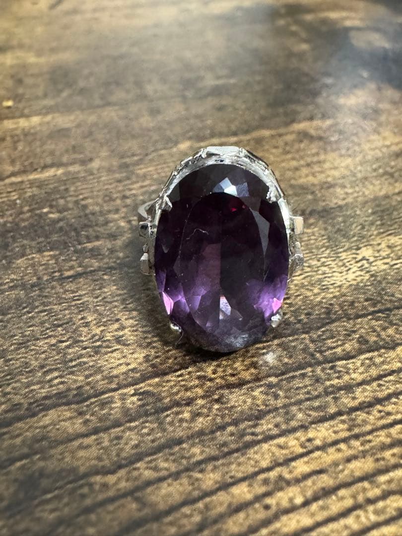 紫石　ヴィンテージリング　wg 6.74g