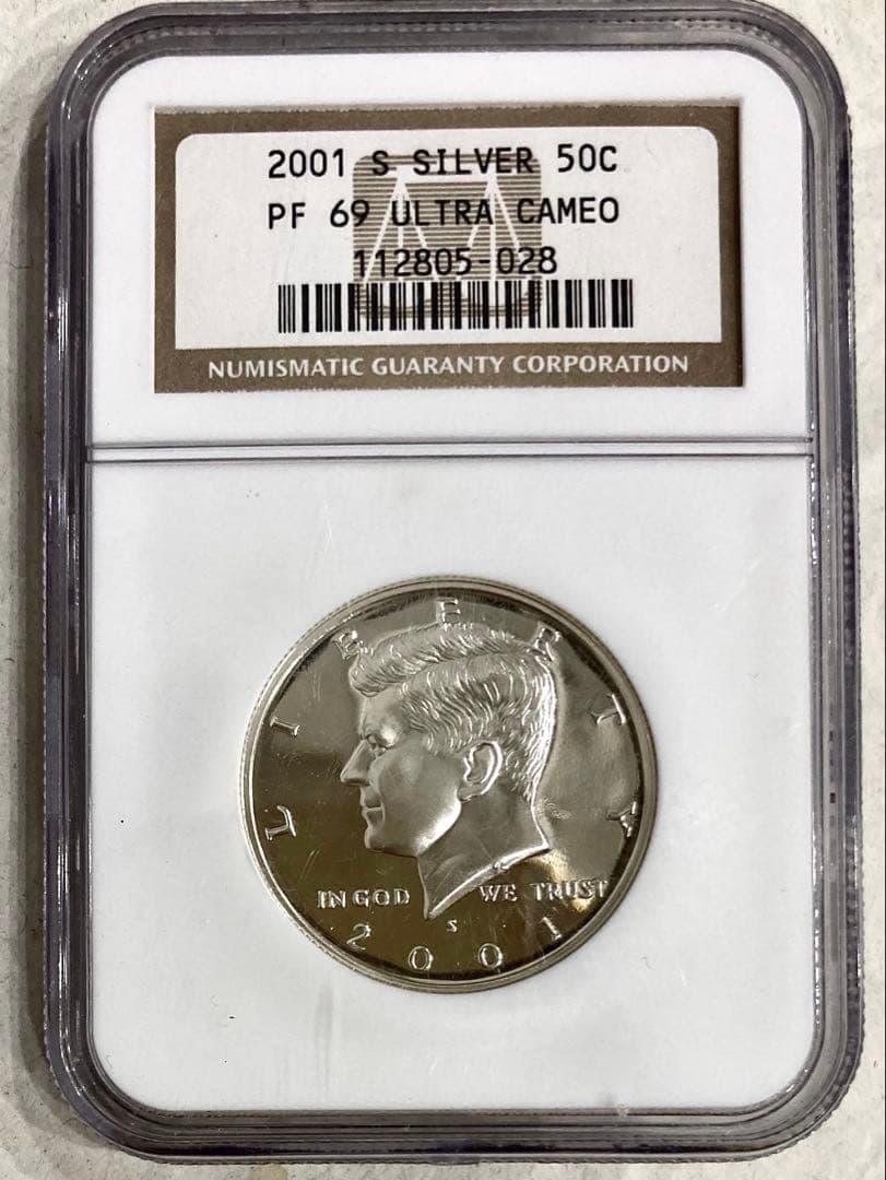 NGC準最高鑑定☆2001年ケネディ大統領ハーフダラープルーフ銀貨