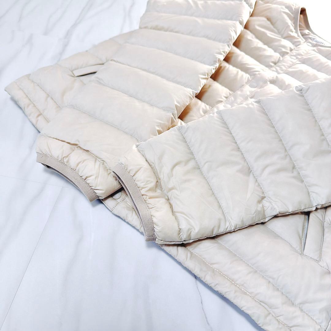 《美品》ダントン クルーネックインナーダウン オイスターホワイト Sサイズ