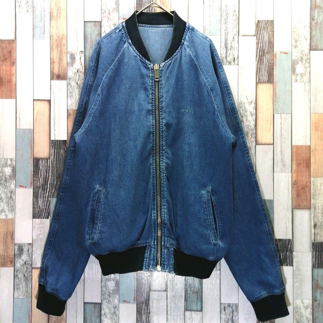 レア】DIESEL ディーゼル デニムスカジャン☆リバーシブル 刺繍ロゴ