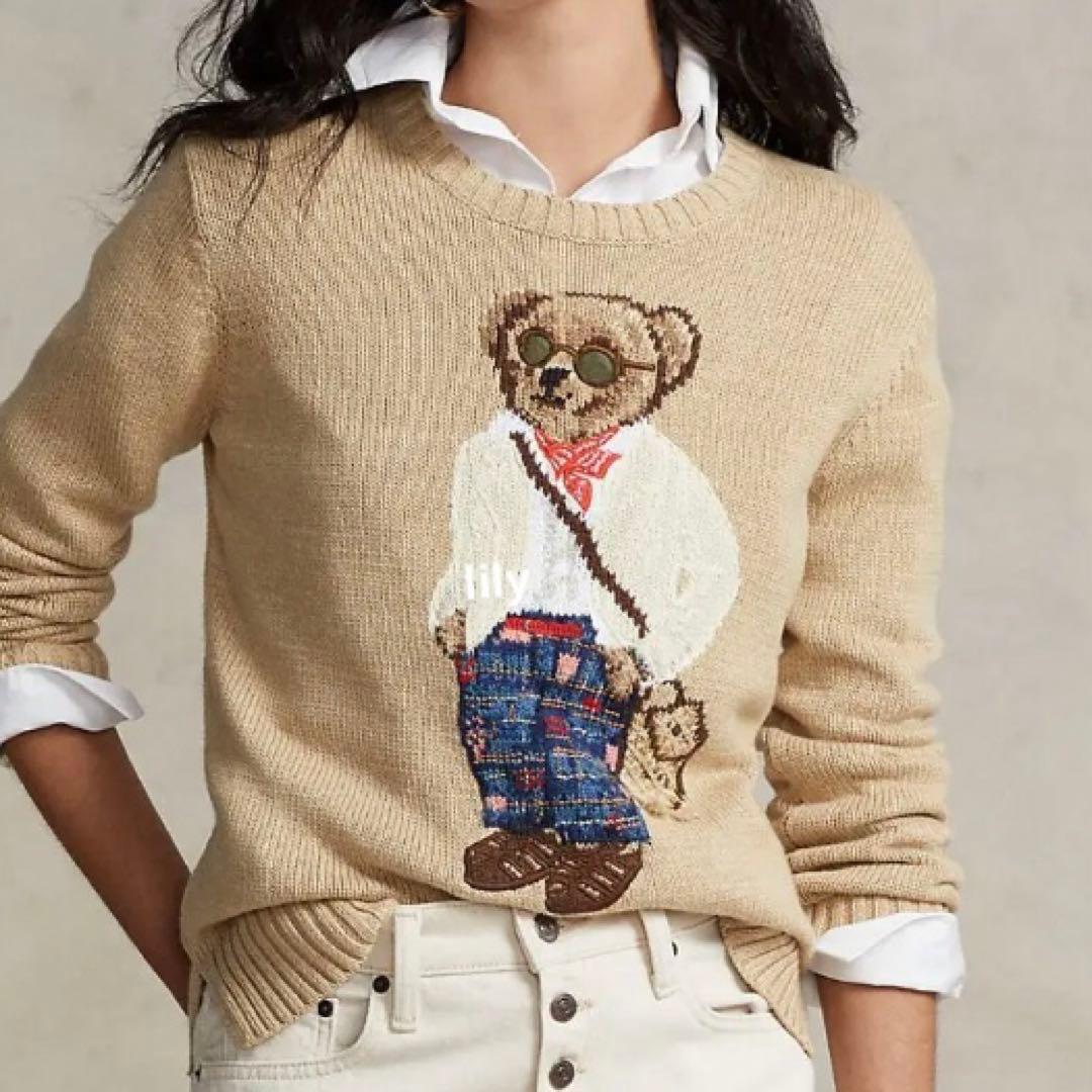 新作 ラルフローレン ポロベア ニットセーター ベージュ - メルカリ