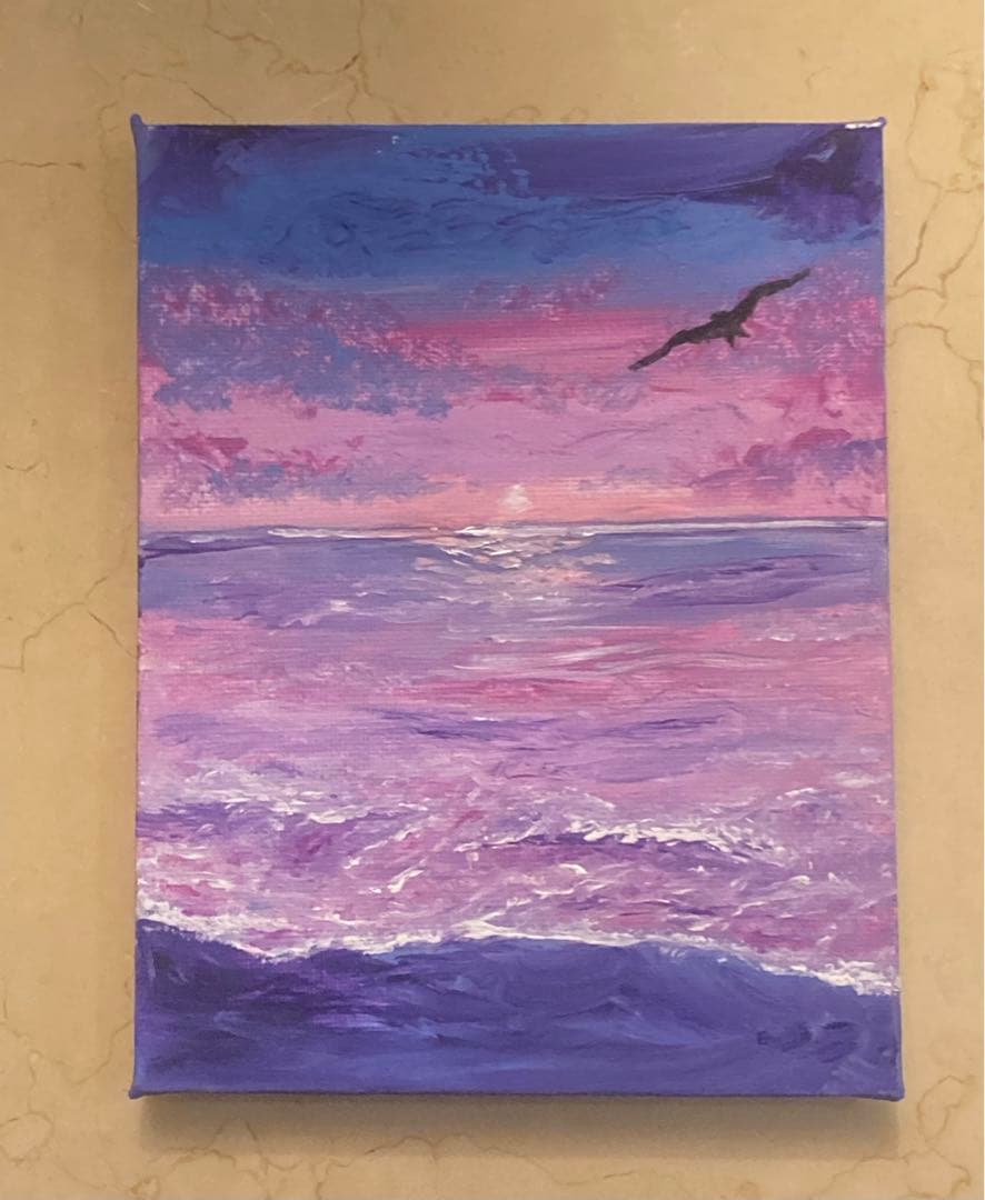 アクリル画 キャンバス絵画 朝焼けの海 - メルカリ