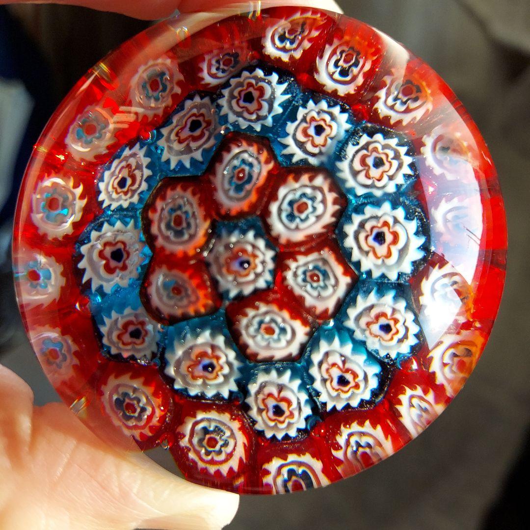 ベネチアンガラス、ミルフィオリ、ペーパーウエイト、文鎮、ガラス